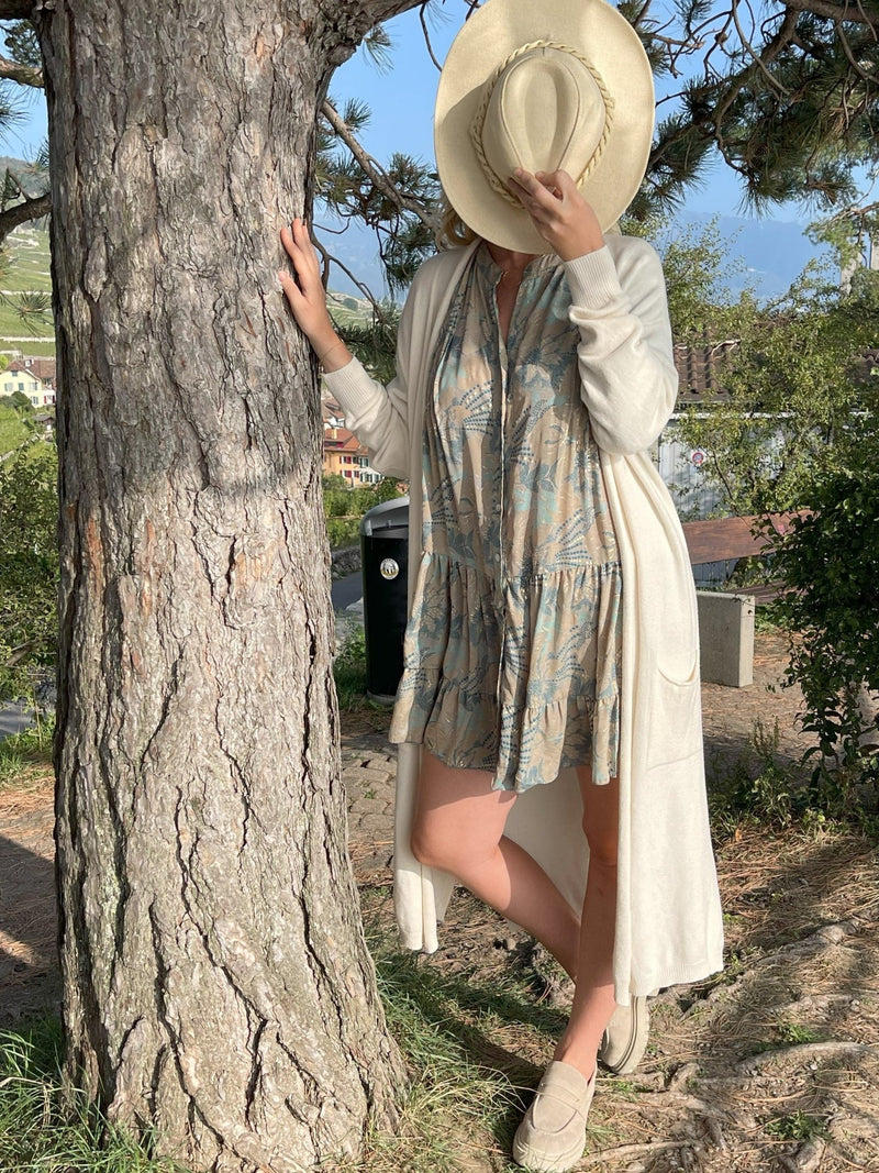 Gilet long Eugénie beige - Gisèle