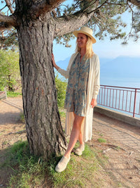 Gilet long Eugénie beige - Gisèle