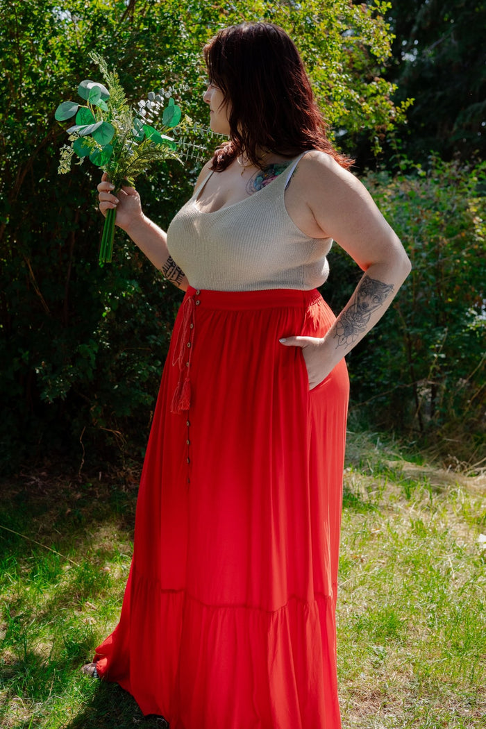 Jupe longue rouge Faro - Gisèle