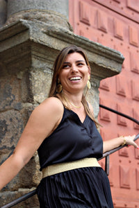 Top Eléonore noir satiné - Gisèle